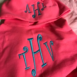 Monogrammed Hood Sweatshirt, Boys and Girls Monogrammed Hoodie, Hooded monogram, Initial pullover Sweatshirt
