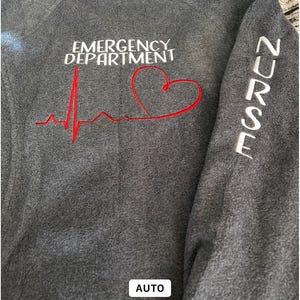 Emergency Dept. Fleece Jacket, Embroidered Medical Full Zip jacket, Arm Department, Nurse Coat Women&#39;s / Men&#39;s Jackets, Medical Jackets