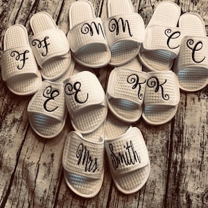 Personalized Waffle Weave Spa Slippers: Bridal Party Gifts