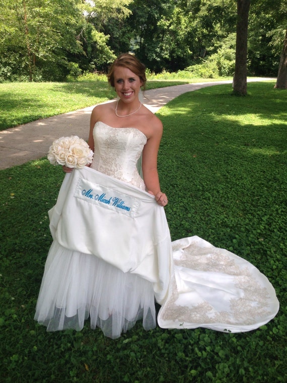 Extra Large Name Tag Sash For Hem Of Wedding Dress Dress Etsy