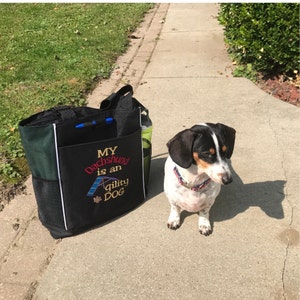 Agility Dog Tote Bag,  Dachshund School bag,  Dog Training tote bag.