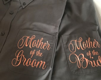 Mother of the Bride Shirt, Mother of the Groom Gift, Monogram Shirt, Bridal Party Shirt, Button Down Shirt, Bridesmaid Gift, Getting Ready