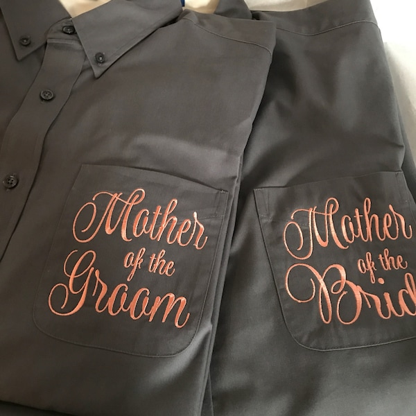 Mother of the Bride Shirt, Mother of the Groom Gift, Monogram Shirt, Bridal Party Shirt, Button Down Shirt, Bridesmaid Gift, Getting Ready