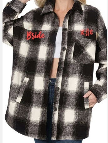 Fall jacket, Plaid Shacket - Button Down Oversized Flannel Shirt Jacket