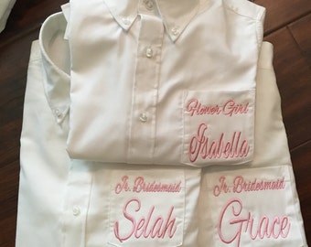 Flower Girl Shirts Personalized, Ring Bearer Button Down Oxford Shirts, Toddler to youth sizes!