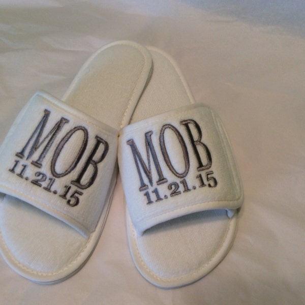 Premium Spa Slippers, Mother of the Bride, Groom, Velour slippers,  Waffle weave Spa Slippers, White Bride Slippers, Attendant Gifts