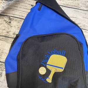 Embroidered Pickleball bag w/Name, Personalized Monogram Shoulder Sling Bag / Pickleball team gear