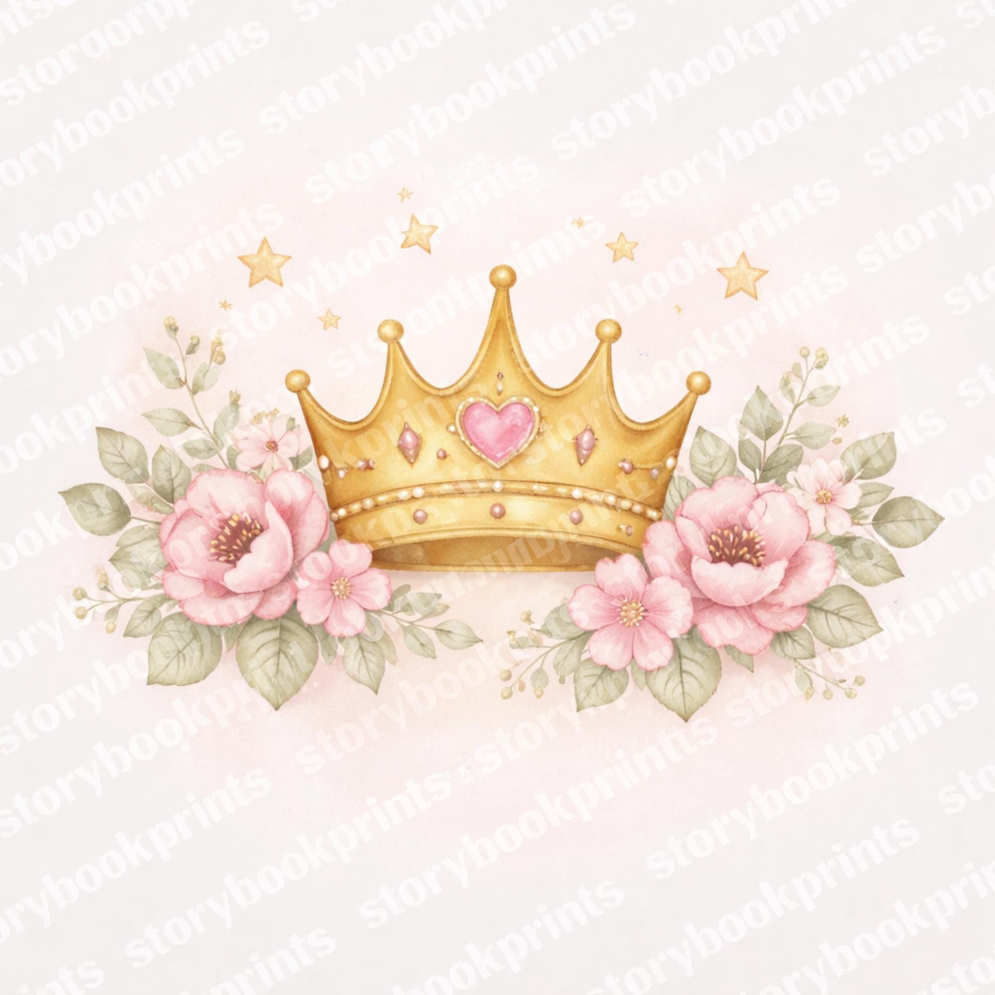 Princess Nursery Wall Art Set | Pink Watercolor Teddy Bear Castle Crown ...