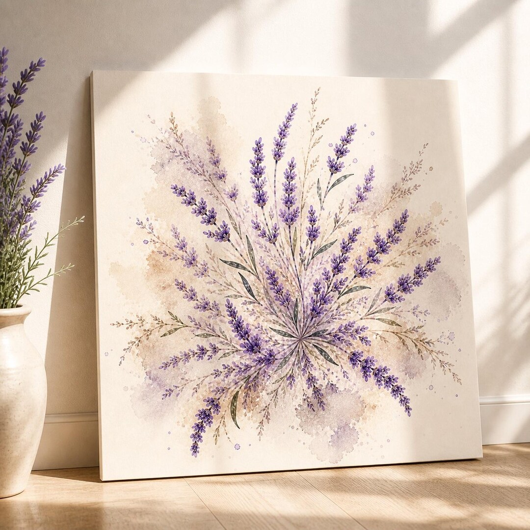 Lavender Bouquet Wall Art | Watercolor Botanical Print | Purple Floral ...