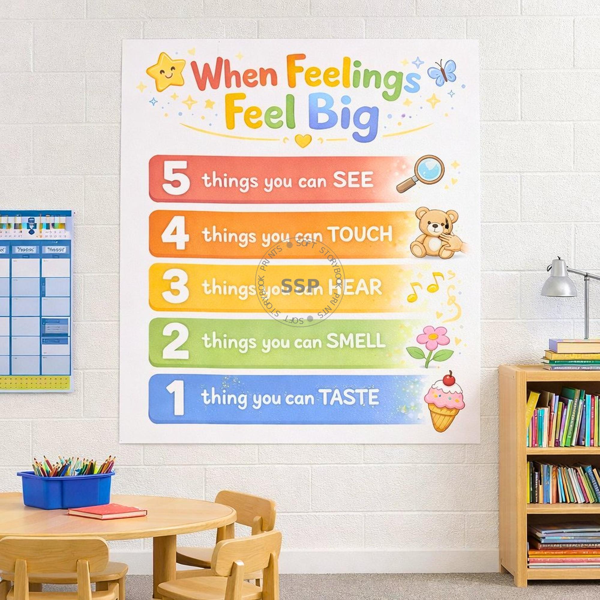 Kids Grounding Technique Poster Wall Art Print | When Feelings Feel Big ...