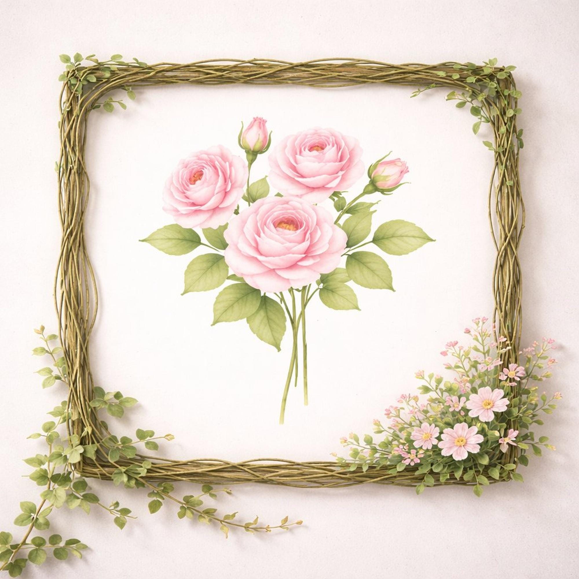 Pink Rose Wall Art Set of 4 | Watercolor Floral Print | Botanical ...