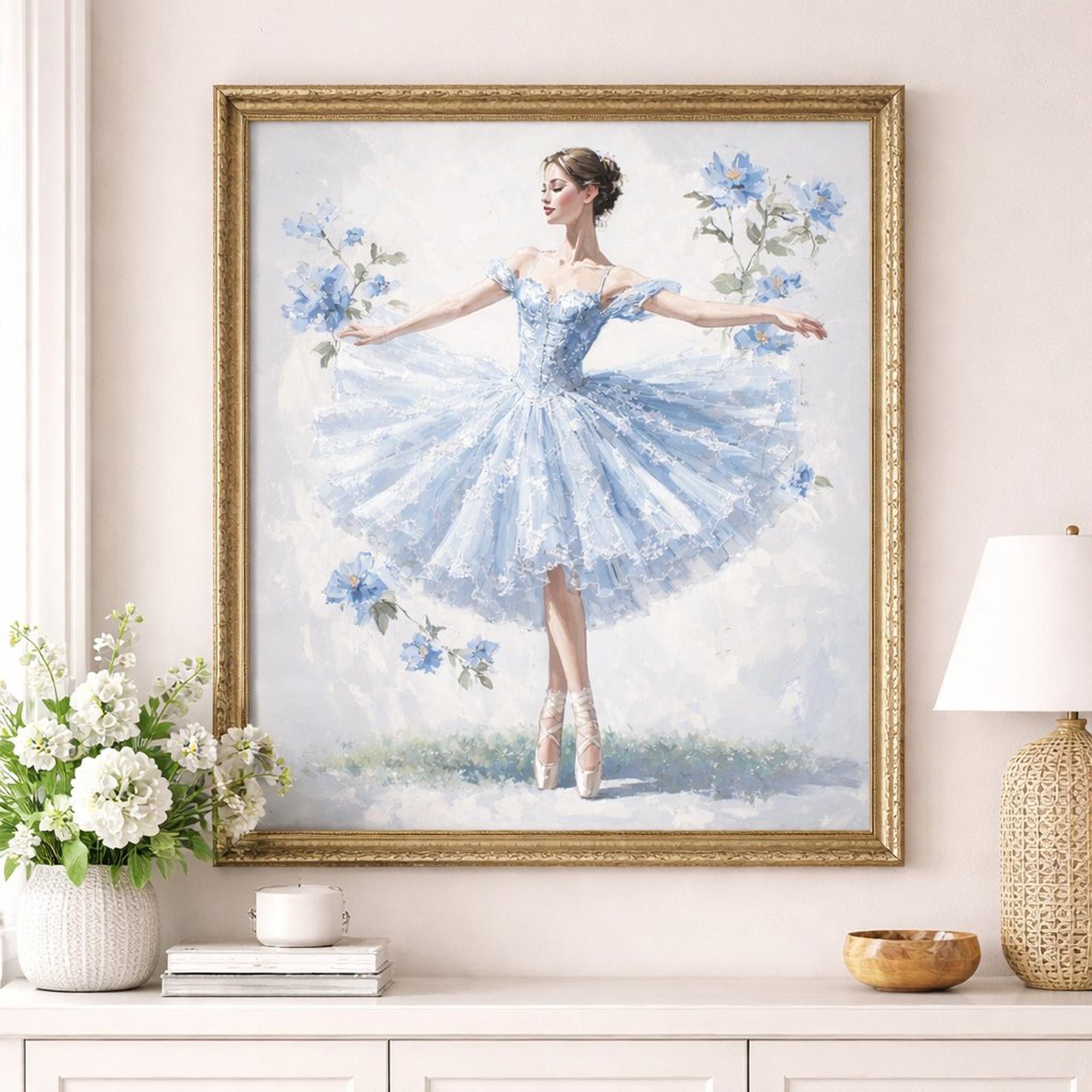 Blue Ballerina Wall Art | Watercolor Dancer | Elegant Ballet Art ...