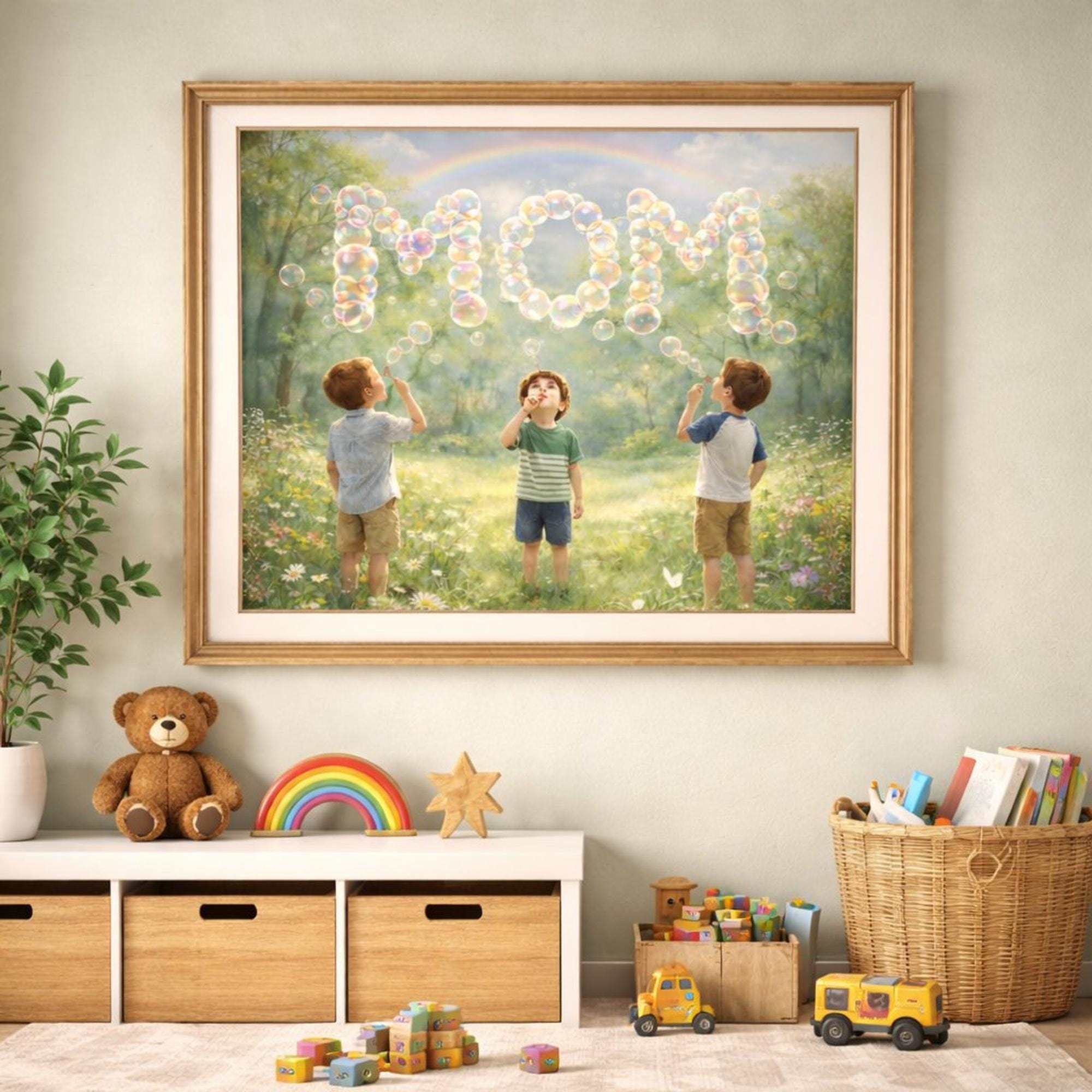 Boy Mom Wall Art | Boys Blowing MOM Bubbles | Mother's Day Gift From ...