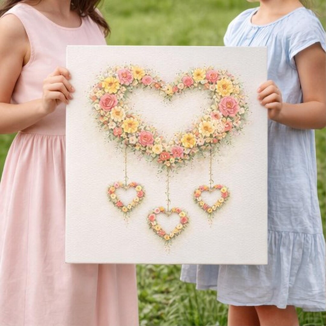Mother's Day Wall Art | Floral Heart Print | Mom Gift From Children ...