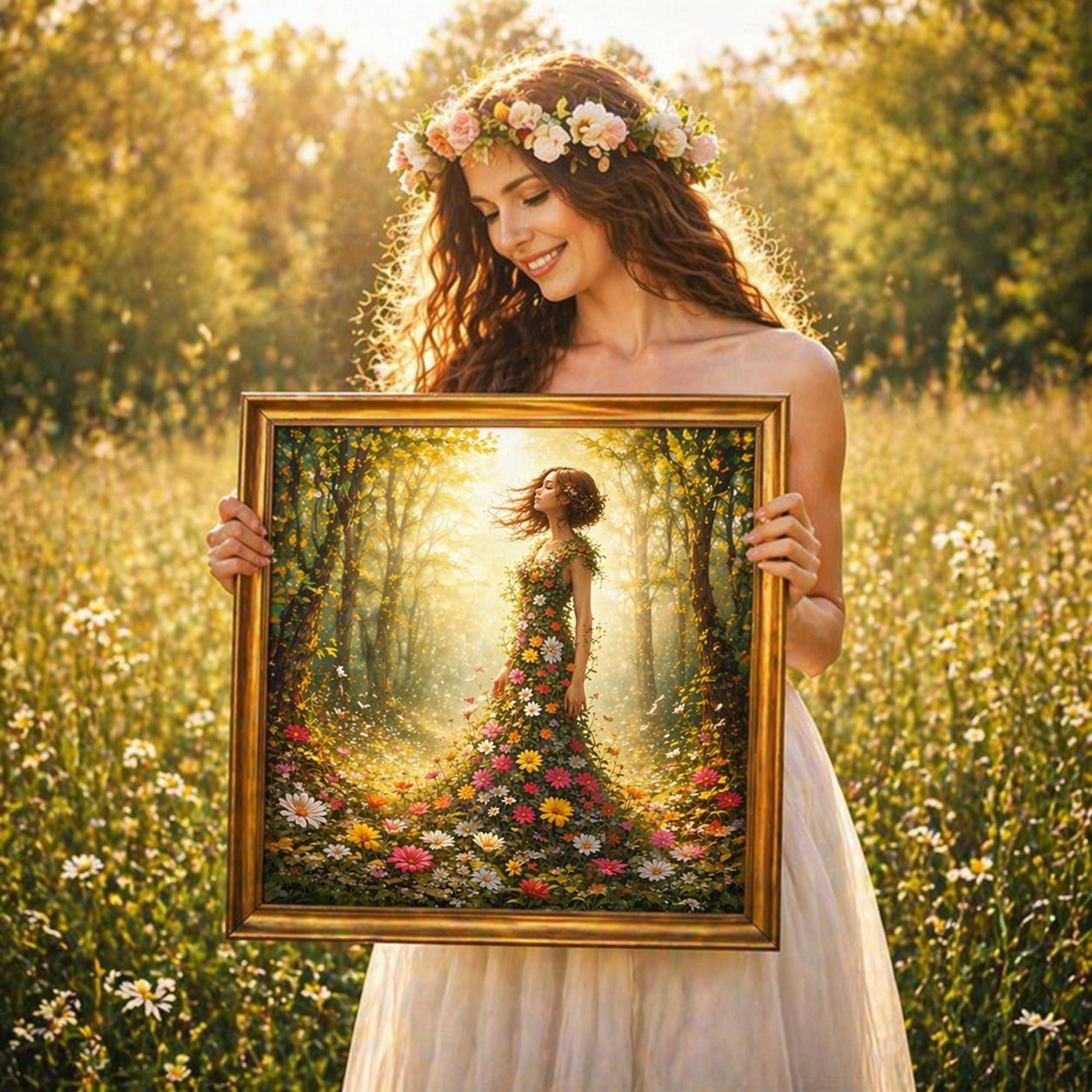 Mother Nature Wall Art | Magical Forest Goddess Floral Print | Bohemian ...