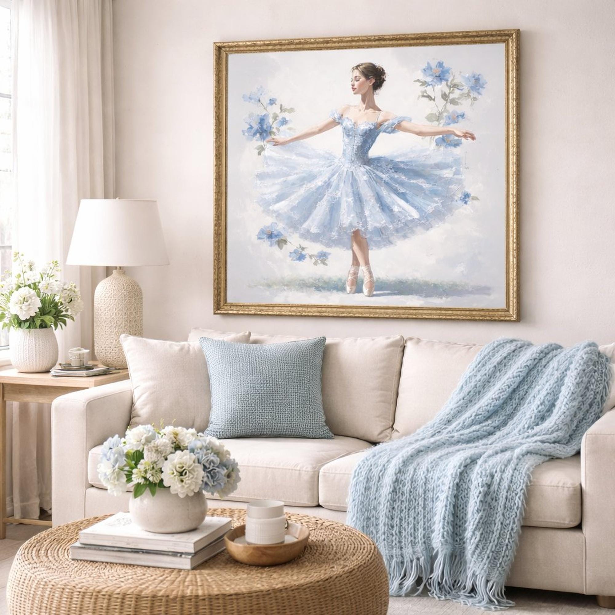 Blue Ballerina Wall Art | Watercolor Dancer | Elegant Ballet Art ...