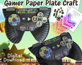 Sonntagsschulbastelprojekt: Videospiel-Controller aus Papptellern – Druckbare christliche Kinder-Gamer-Aktivität – Glaubenslektion für die Kinderbibelwoche