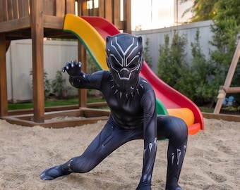 Czarny kostium superbohatera Pantery dla dzieci | Body Stealth Hero dla chłopców | Strój cosplay na Halloween | Prezent urodzinowy