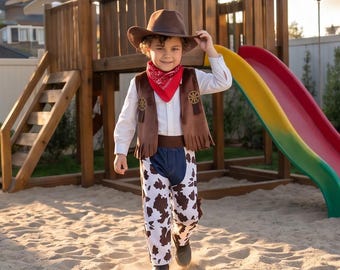 Strój kowboja dla dzieci z kapeluszem – strój westernowy dla chłopców – kostium na Halloween dla dzieci – cosplay kowboja – kostium Dzikiego Zachodu