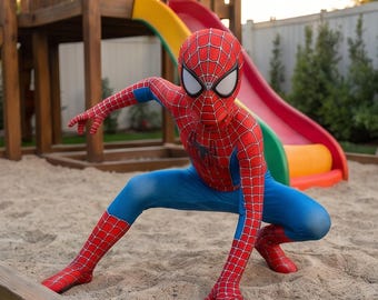 Classic Red & Blue Spider Hero Costume – Kids Superhero Bodysuit with Mask