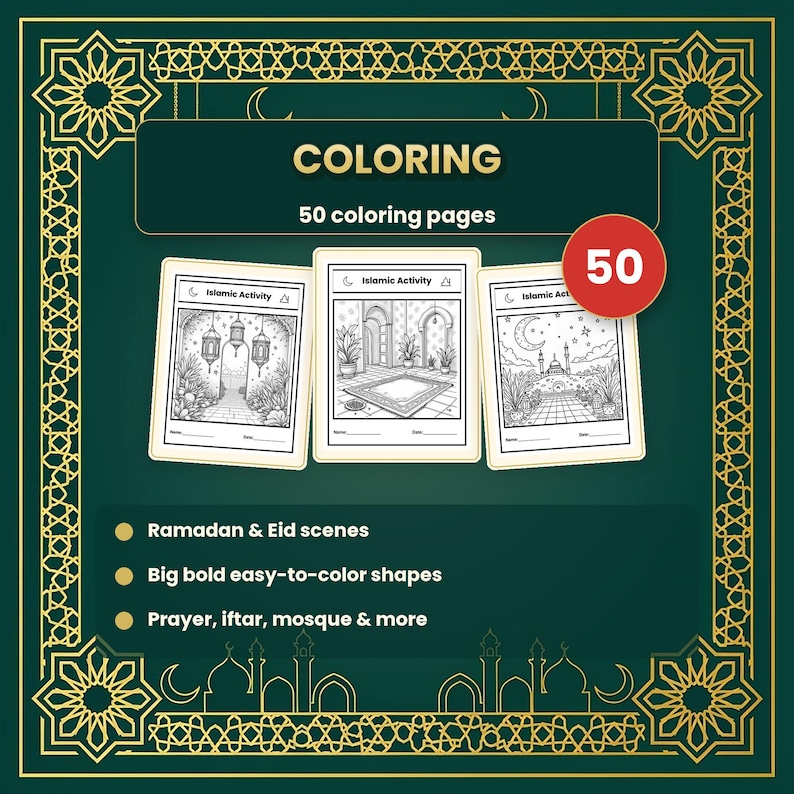Muslim Kids Activity Book, 200 Pages | Islamic Coloring, Mazes, Word Search PDF image 5
