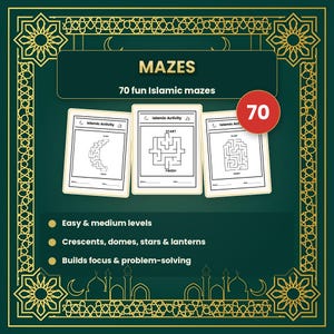 Muslim Kids Activity Book, 200 Pages | Islamic Coloring, Mazes, Word Search PDF image 4
