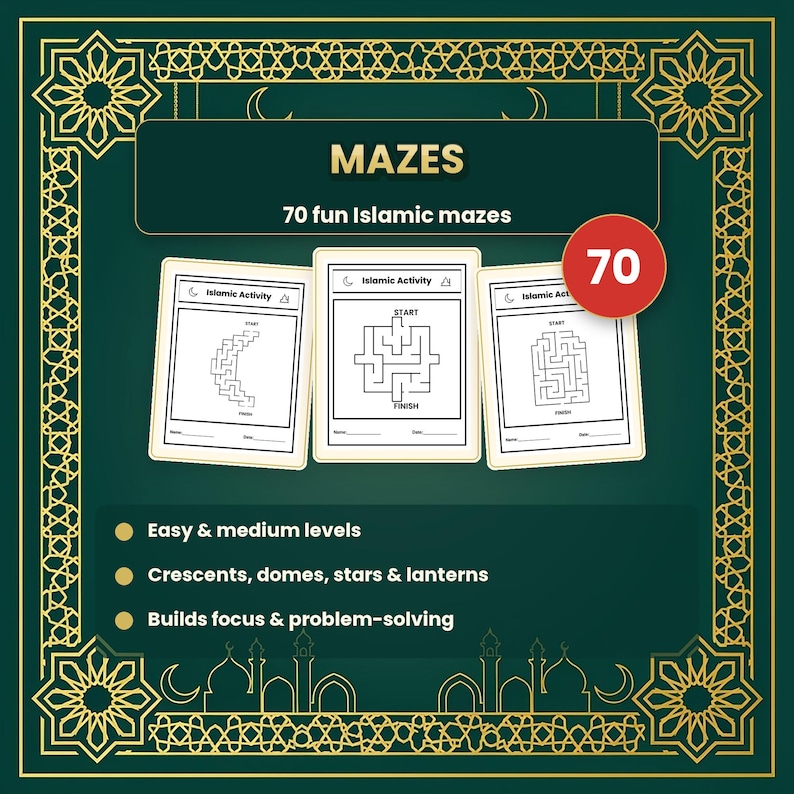 Muslim Kids Activity Book, 200 Pages | Islamic Coloring, Mazes, Word Search PDF image 4