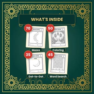 Muslim Kids Activity Book, 200 Pages | Islamic Coloring, Mazes, Word Search PDF image 2