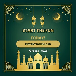 Paquete de actividades islámicas para niños: laberintos de unir puntos, dibujos para colorear, sopa de letras (descarga digital). imagen 10