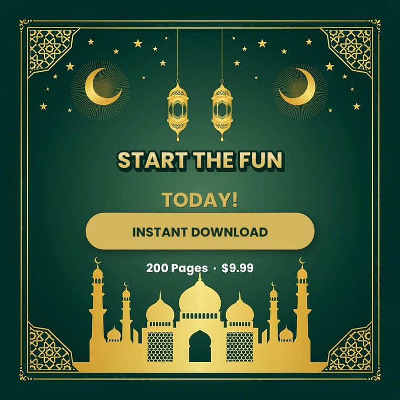 Muslim Kids Activity Book, 200 Pages | Islamic Coloring, Mazes, Word Search PDF image 10