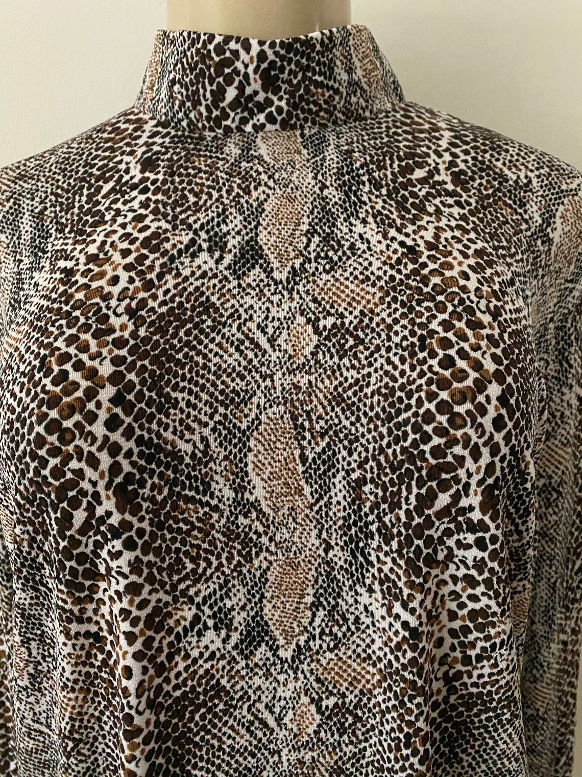 Vintage 90s Snakeskin Shirt Y2k Snake Skin Shirt Mock Neck Etsy UK