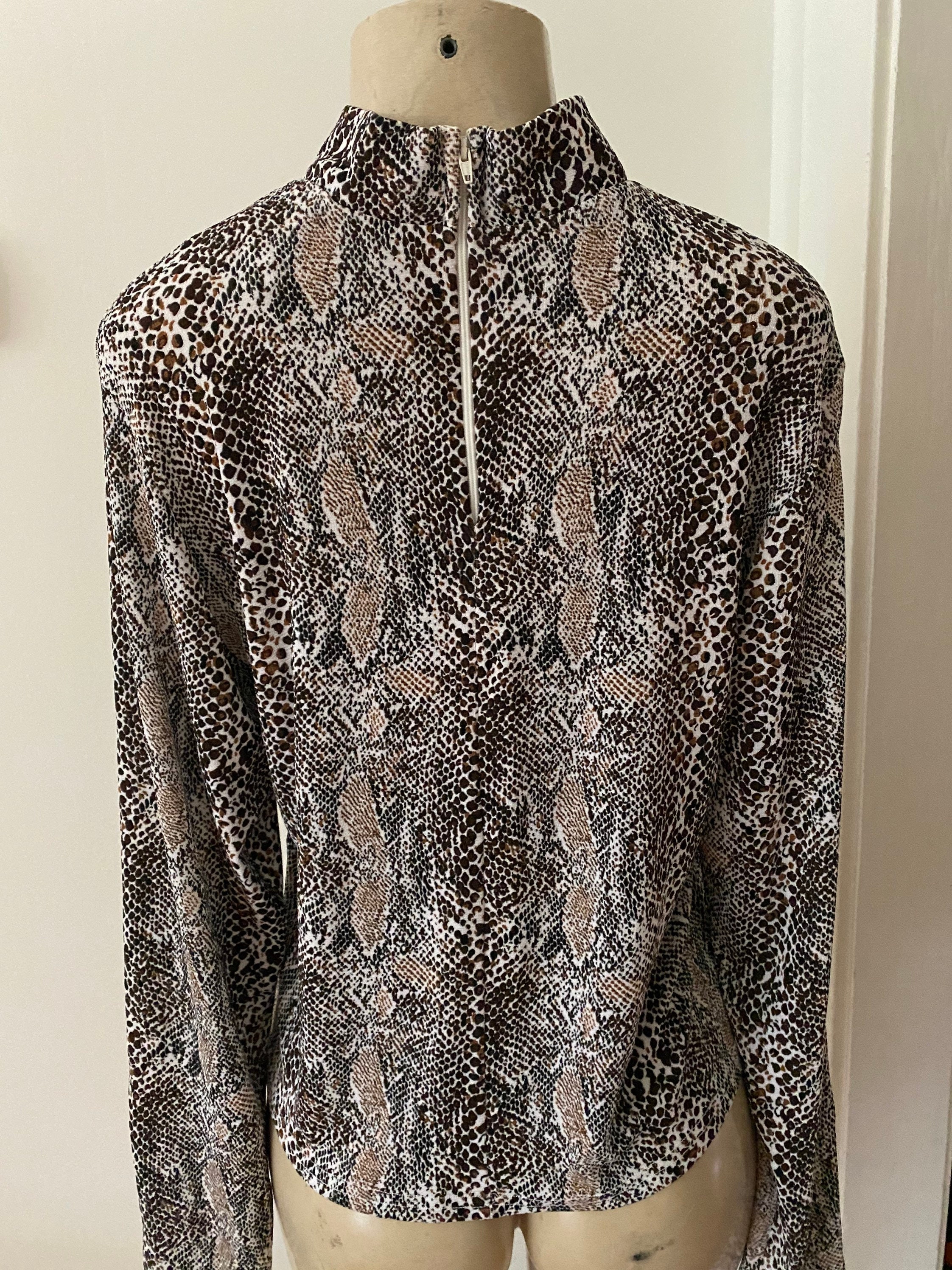 Vintage 90s Snakeskin Shirt Y2k Snake Skin Shirt Mock Neck Etsy UK