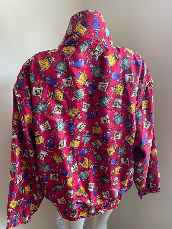 vintage 90s silky bomber jacket, made of 100% sil… - image 2