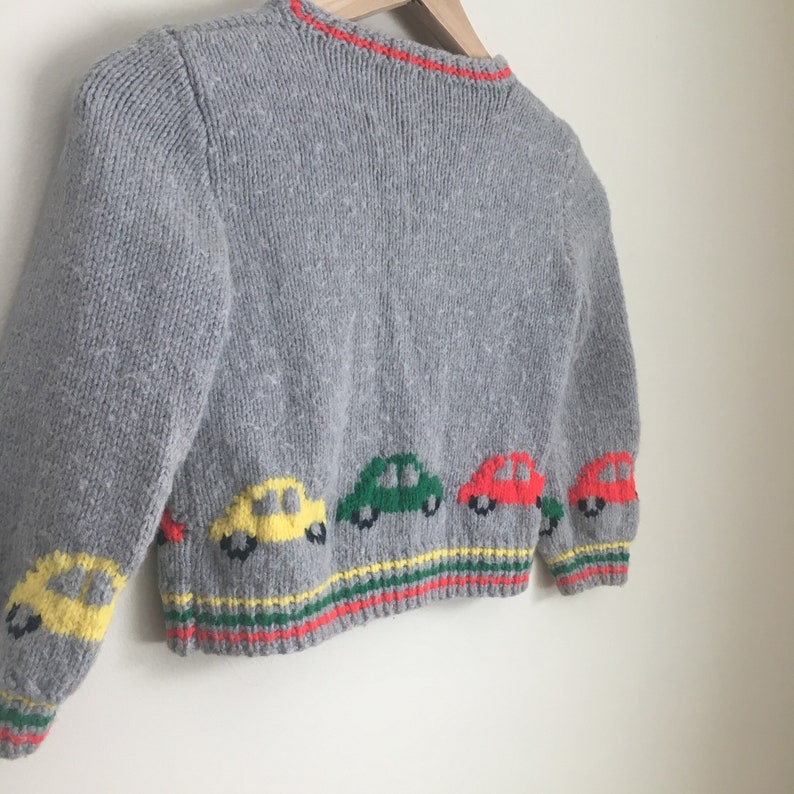 Kids knit sweater sweater with cars vw bug 80s sweater Etsy