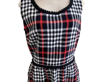vintage sleeveless black and white plaid size 14