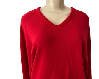 vintage red v neck sweater by the men's store size XL