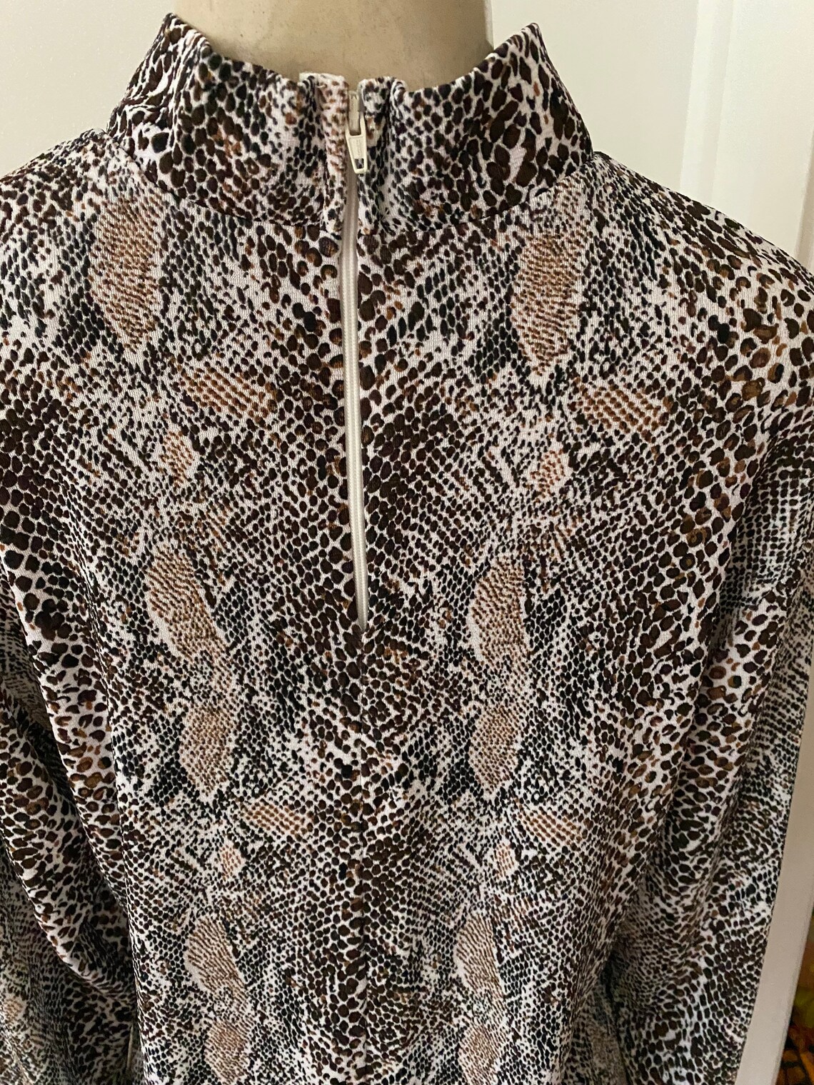 Vintage 90s Snakeskin Shirt Y2k Snake Skin Shirt Mock Neck - Etsy