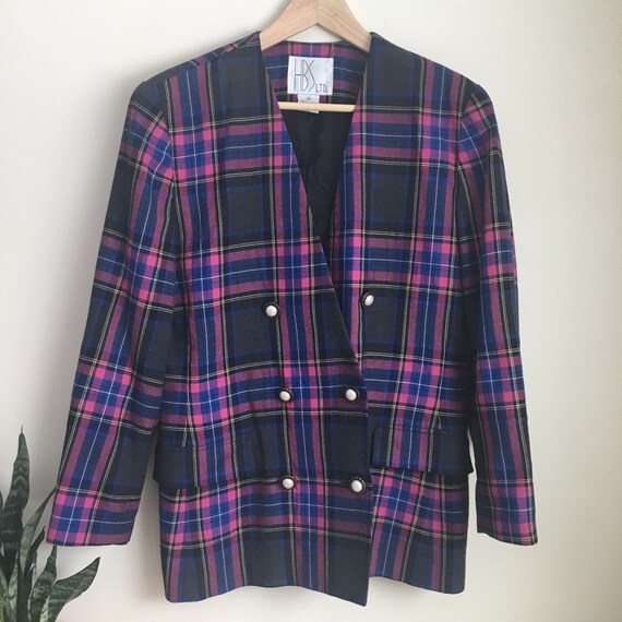 plaid blazer, plaid suit coat, 80s suit, 90s blaze