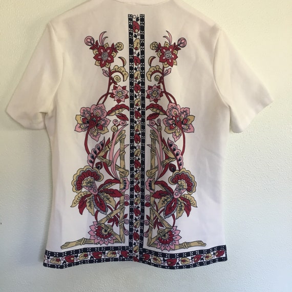Vintage 70s polyester shirt, short sleeve polyest… - image 4