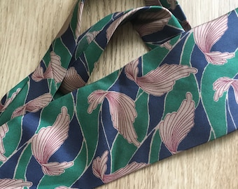 Vintage Swing Silk Tie - Green, Navy, Maroon & Taupe Art Deco Abstract Design - Made in Italy
