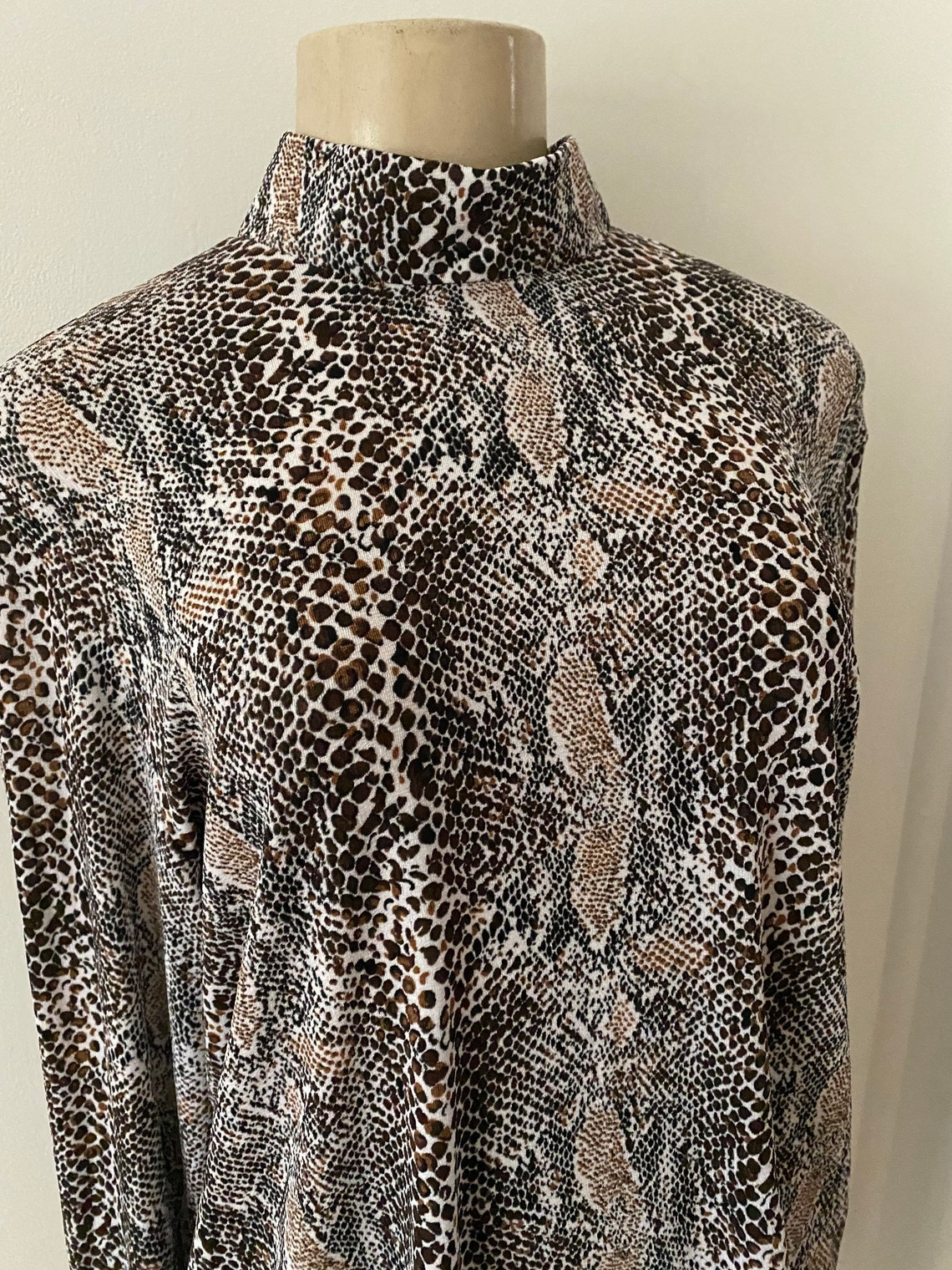 Vintage 90s Snakeskin Shirt Y2k Snake Skin Shirt Mock Neck - Etsy UK