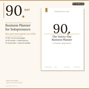 90-Tage-Business-Planner PDF | CEO Planer für Solopreneure | Digitaler Planer | Quartalsplaner