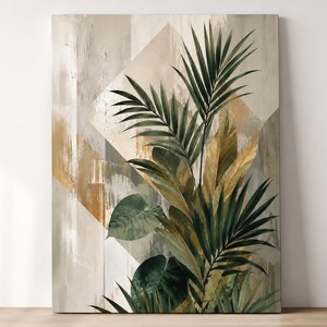 Tropical Palm Leaf Canvas Print, Botanical Geometric Wall Art, Neutral Boho Decor image 8