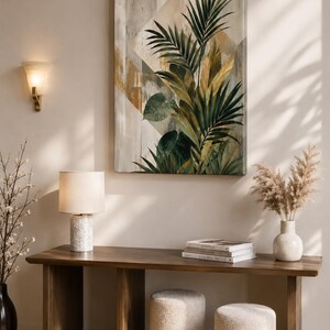 Tropical Palm Leaf Canvas Print, Botanical Geometric Wall Art, Neutral Boho Decor image 7