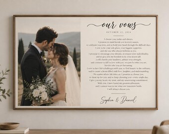 Wedding Vows Canvas Print | Framed Matte Photo Keepsake (His Hers)