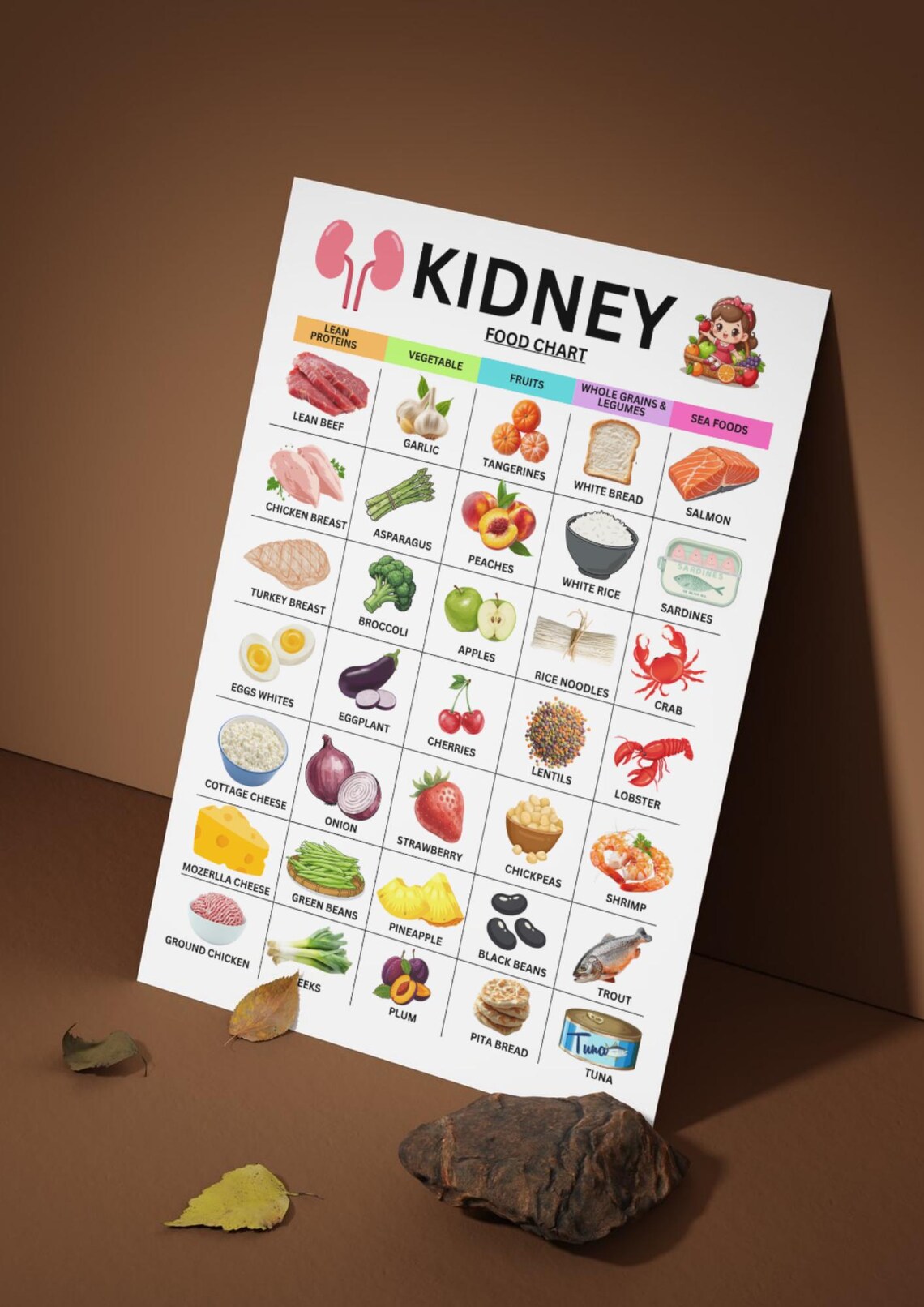 Kidney Friendly Food Chart PDF, Renal Diet Food List Printable, Kidney ...