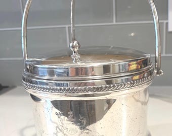 Vintage FB Rogers Silverplate on Copper Ice Bucket Glassliner SwingTop