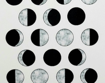 Hand-drawn Moon Phase Planner/Journal/Bullet Journal Stickers