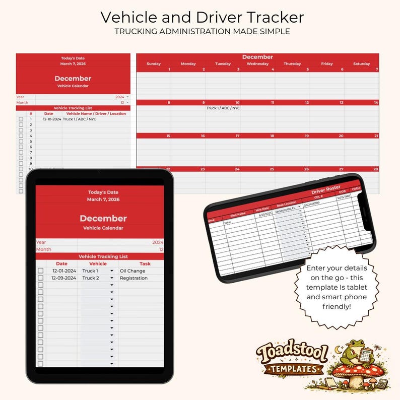 Vehicle & Driver Tracker Spreadsheet, Fleet Management Template, Google ...