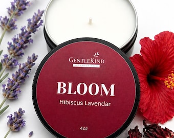 Blüten-Kerzendose | Kokosnuss Sojawachs, Minimalist Raumduft | Entspannungskerze | Selbstpflege-Routine